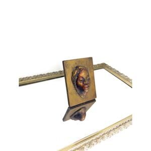 Unique Signed Bronze Plaque Sculpture with Face , Oditity